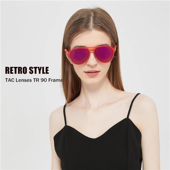 Women\'s Polarized Tinted Classic Vintage Retro 70s Sunglasses, UV 400 Protection